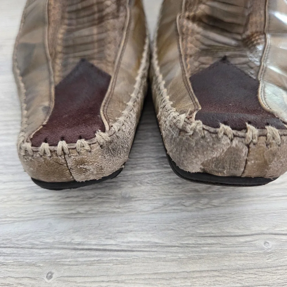 Robert Wayne Jacob Loafers Brown Snakeskin Embossed Square Toe Mens 7